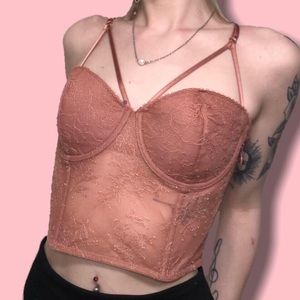 Y2K brown Victoria’s Secret corset bustier top